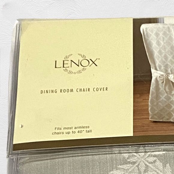 Lenox Dining Room Chair Cover Platinum Laurel Leaf Damask 40” Replacement New - Picture 4 of 5